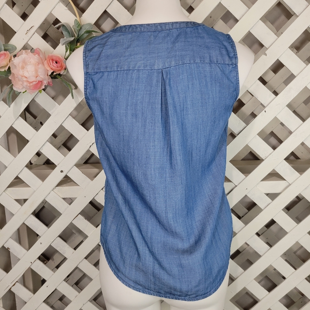 Talbots Tencel Ruffle Sleeveless Blouse Size Small Petite - Picture 3 of 5